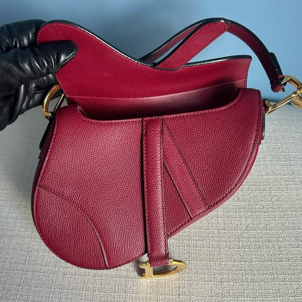 Dior Mini Red Saddle Bag - Picture 9 of 16